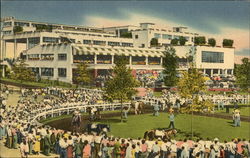 The Outdoor Saddling Ring At Monmouth Park Oceanport, NJ Postcard Postcard