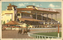 Club House and Grand Stand, Agua Caliente Jockey Club Tiajuana, Mexico Postcard Postcard