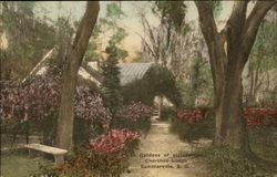 In Gardens of Picturesque Cherokee Lodge Postcard