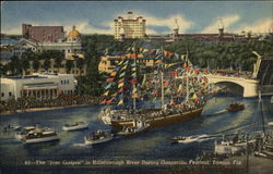 The "Jose Gaspar" in Hillsborough River During Gasparilla Festival Tampa, FL Postcard Postcard