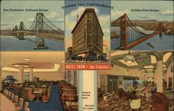 Hotel Shaw, and Oakland and Golden Gate Bridges Postcard