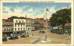 Main Street and Central Square Keene, NH Postcard Postcard