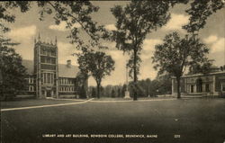 Bowdoin College - Library and Art Building Brunswick, ME Postcard Postcard