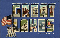 Greetings from U.S. Naval Training Center Great Lakes, IL Postcard Postcard