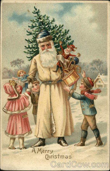 A Merry Christmas - Santa in White Robe Santa Claus