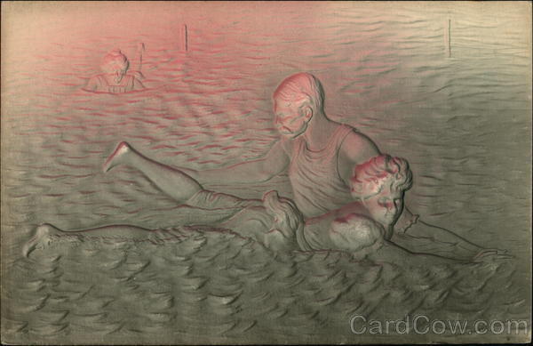 Man Teaching Woman to Swim