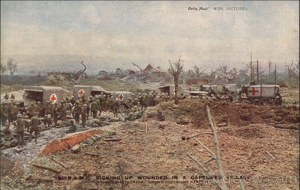 Picking up Wounded in a Captured Village World War I