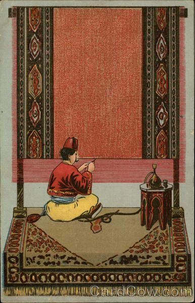 Man weaving Persian Rug Arab