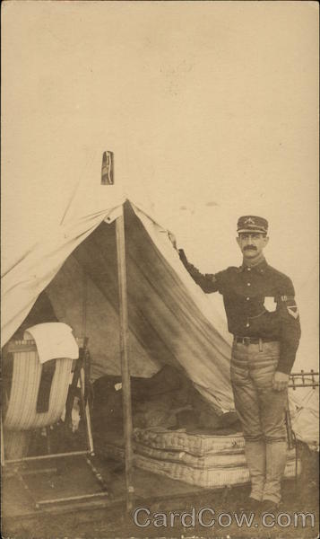 Soldier Standing Outside Tent World War I