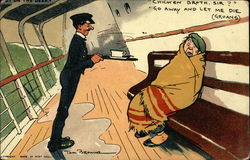 Seasick Passenger Refusing Chicken Soup Comic, Funny Postcard Postcard