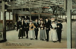 Four Couples Plan To Start Roller Skating Postcard Postcard