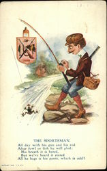 Man Carries Rifle And Fishing Gear, Catches Only A Frog Postcard Postcard