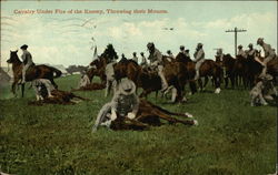 Cavalry Under Fire of the Enemy, Throwing Their Mounts Postcard