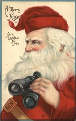 Santa with Binoculars Postcard