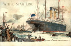 White Star Line, Cedric Leaving Liverpool Postcard