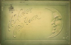 A Happy New Year with the Man in the Moon Postcard