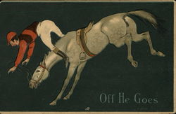 Off He Goes Horse Racing Postcard Postcard