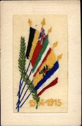 1914-1915 WWI Flags Embroidered Silk Postcard Postcard