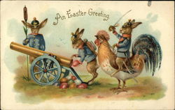 An Easter Greeting With Bunnies Postcard Postcard