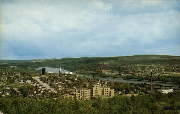 Edmunston, N.B. Showing the Hospital in the Foreground NB Canada