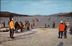 Ice Skating on Lake Postcard