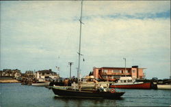 Yacht Club, Tides Motel and Public Docks Falmouth, MA Postcard Postcard