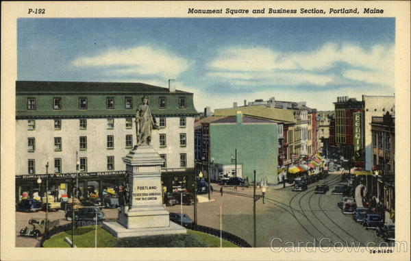Monument Square and Business Section Portland Maine