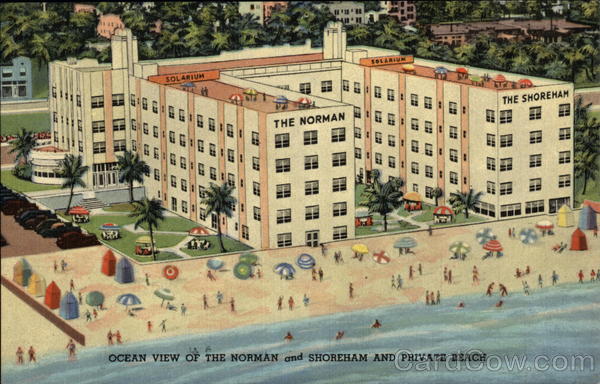 Ocean View of the Norman and Shoreham and Private Beach Miami Beach Florida