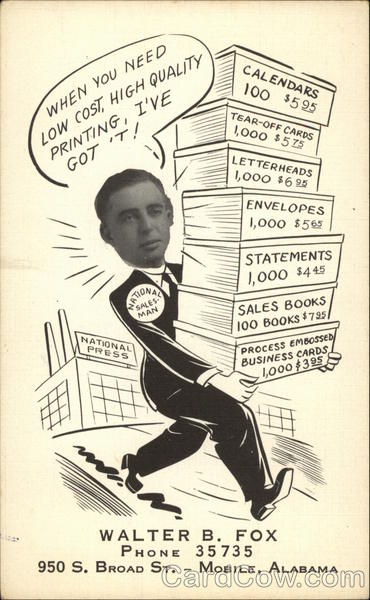 Walter B. Fox, Printer Mobile Alabama