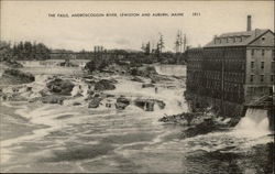 The Falls, Androscoggin River, Lewiston and Auburn, Maine Postcard