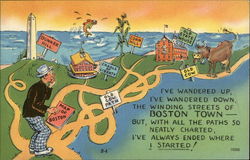 Map of Boston Massachusetts Postcard Postcard