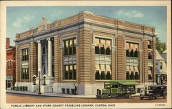 Public Library and Stark County Traveling Library Postcard