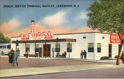 Public Service Terminal, Main Street Lakewood, NJ Postcard Postcard