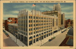 Union Bus Terminal and Pickwick Hotel Postcard