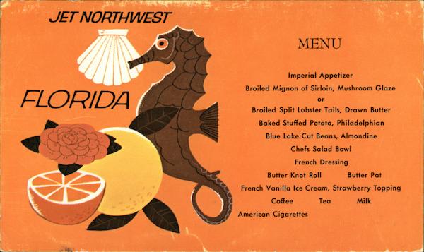 Northwest Airlines - Florida Menu Airline Advertising