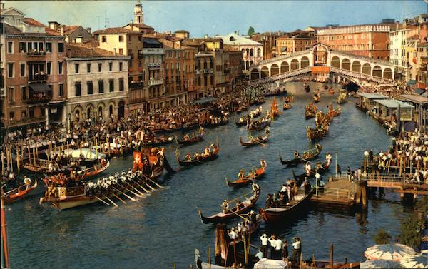 Grand Canal and Rialto Bridge - Regatta Venice Italy