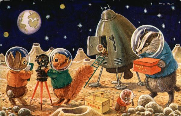 Landing on the Moon by Racey Helps Dressed Animals