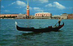 View of Lagoon and Gondola Venice, Italy Postcard Postcard