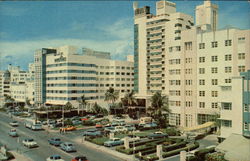 Hotels along Collins Avenue, Looking North Miami Beach, FL Postcard Postcard