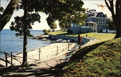 Sea Wall and Beach Bar Harbor, ME Postcard Postcard