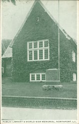 Public Library & World War Memorial Northport, NY Postcard Postcard