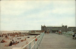 View of Scarborough State Beach from Boardwalk Point Judith Postcard