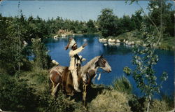 A Friendly Indian Warrior Greets Travelers in Frontierland Postcard