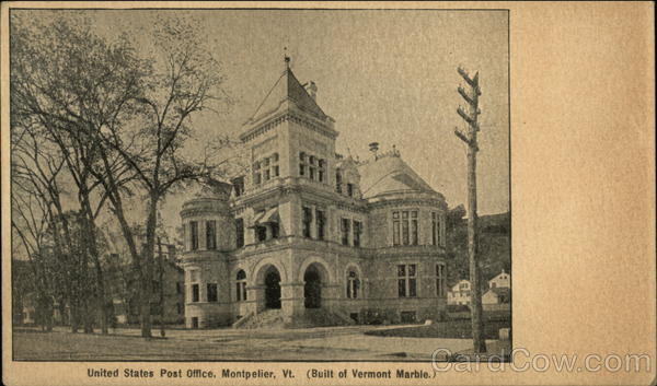United States Post Office, built of Vermont Marble Montpelier
