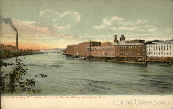 Amoskeag Mill Looking North from Granite Bridge Manchester New Hampshire
