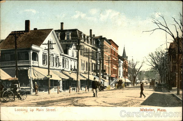 Looking up Main Street Webster Massachusetts