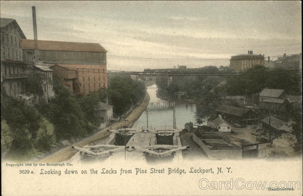 Looking down on the Locks from Pine Street Bridge Lockport New York