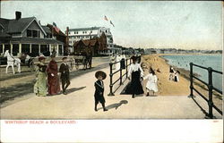 Beach & Boulevard Winthrop Beach, MA Postcard Postcard