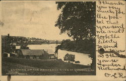 Looking up the Kennebec River Postcard