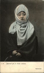 Japanese girl in winter costume Postcard